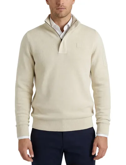 PME Legend PME trui effen creme normale fit katoen