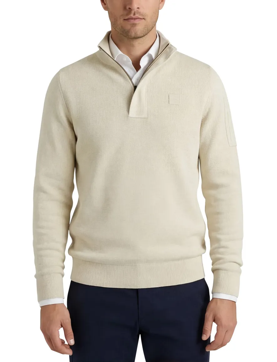 PME trui effen creme normale fit katoen