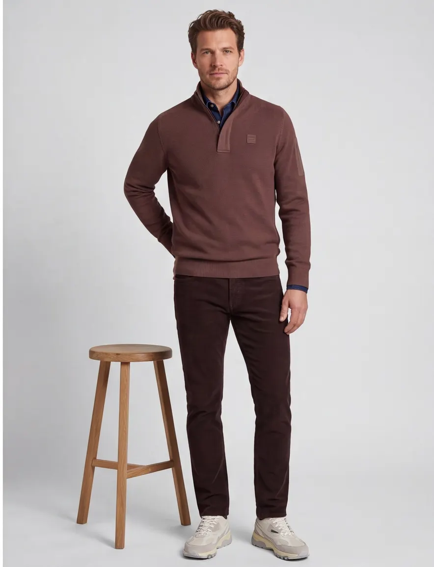 PME trui effen bordeaux normale fit half zip