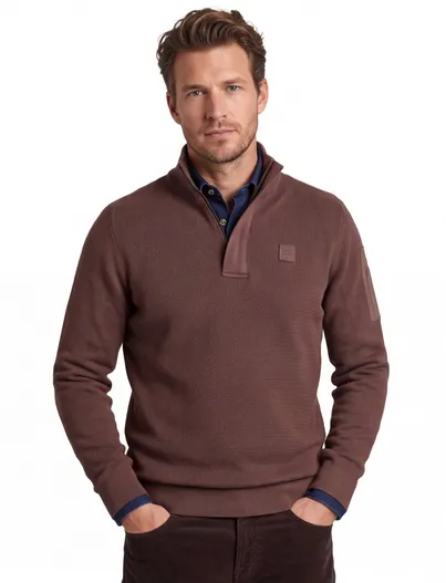 PME Legend PME trui effen bordeaux normale fit half zip