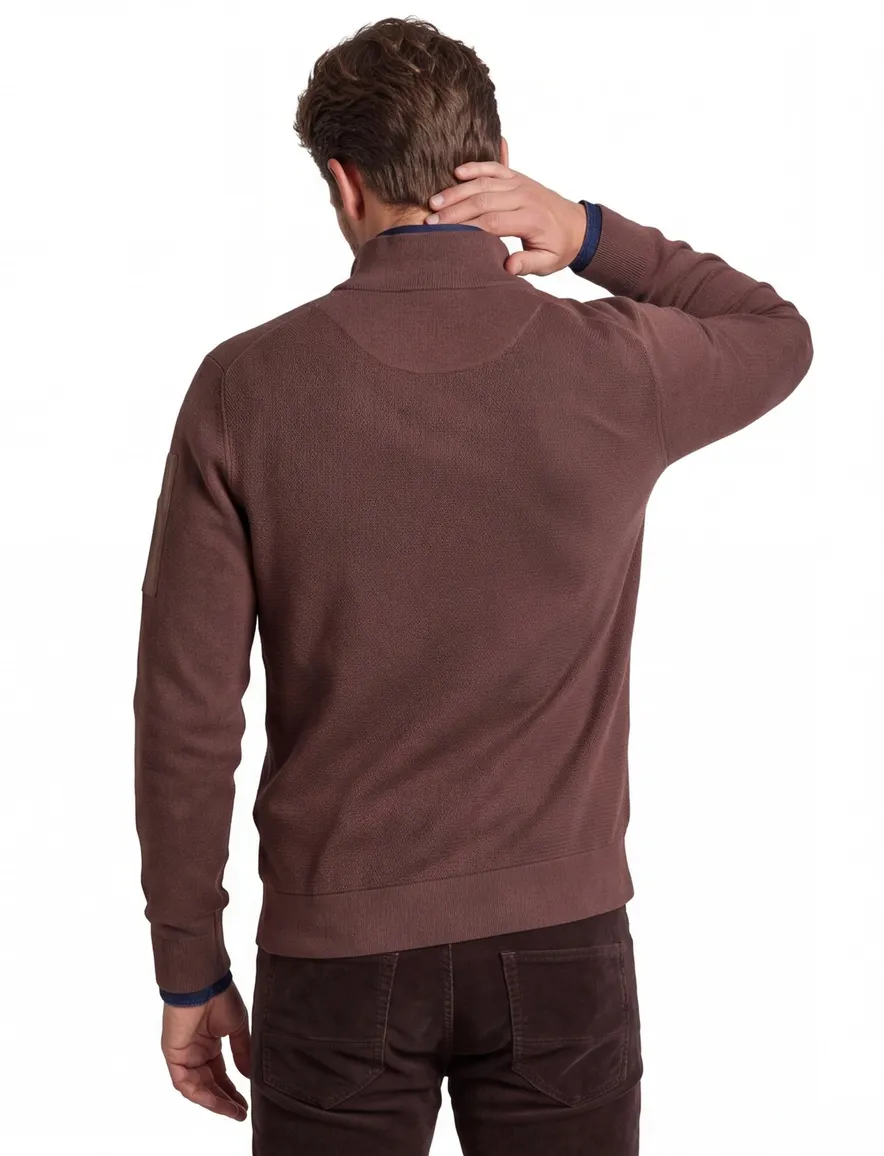 PME trui effen bordeaux normale fit half zip