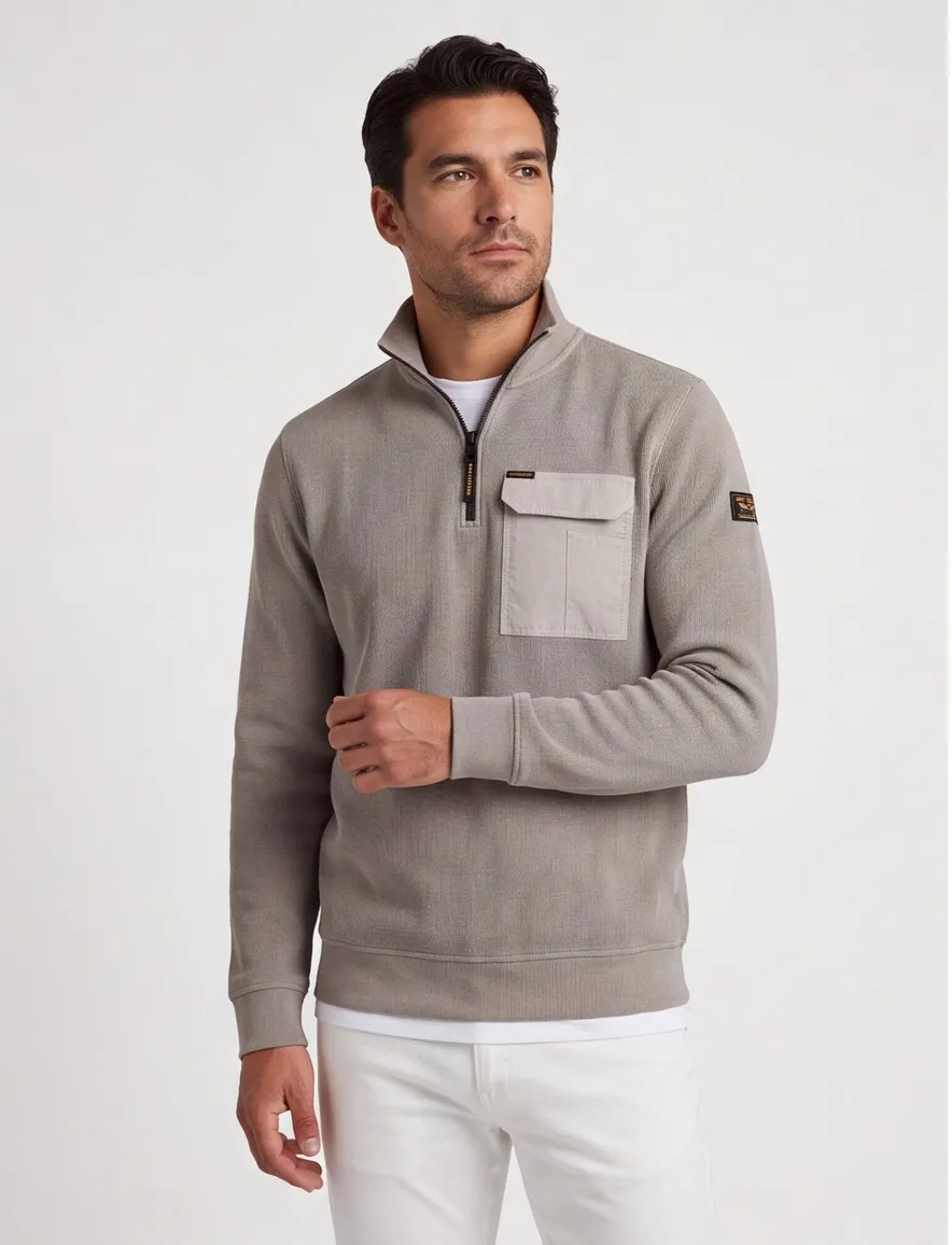 PME Legend half zip vest beige corduroy