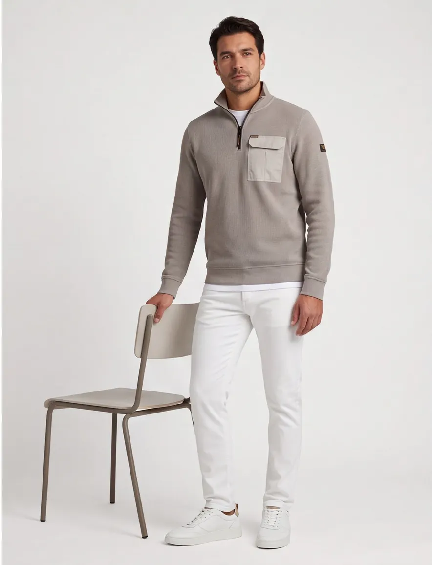 PME Legend half zip vest beige corduroy