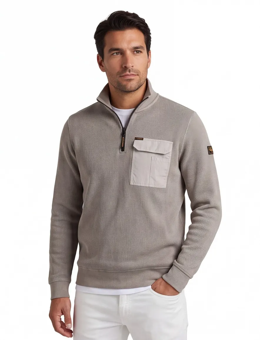 PME Legend half zip vest beige corduroy