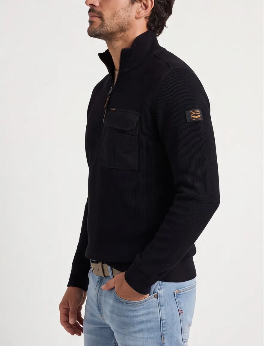 PME Legend half zip vest zwart corduroy