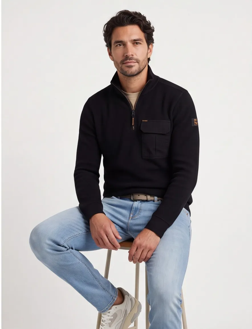 PME Legend half zip vest zwart corduroy