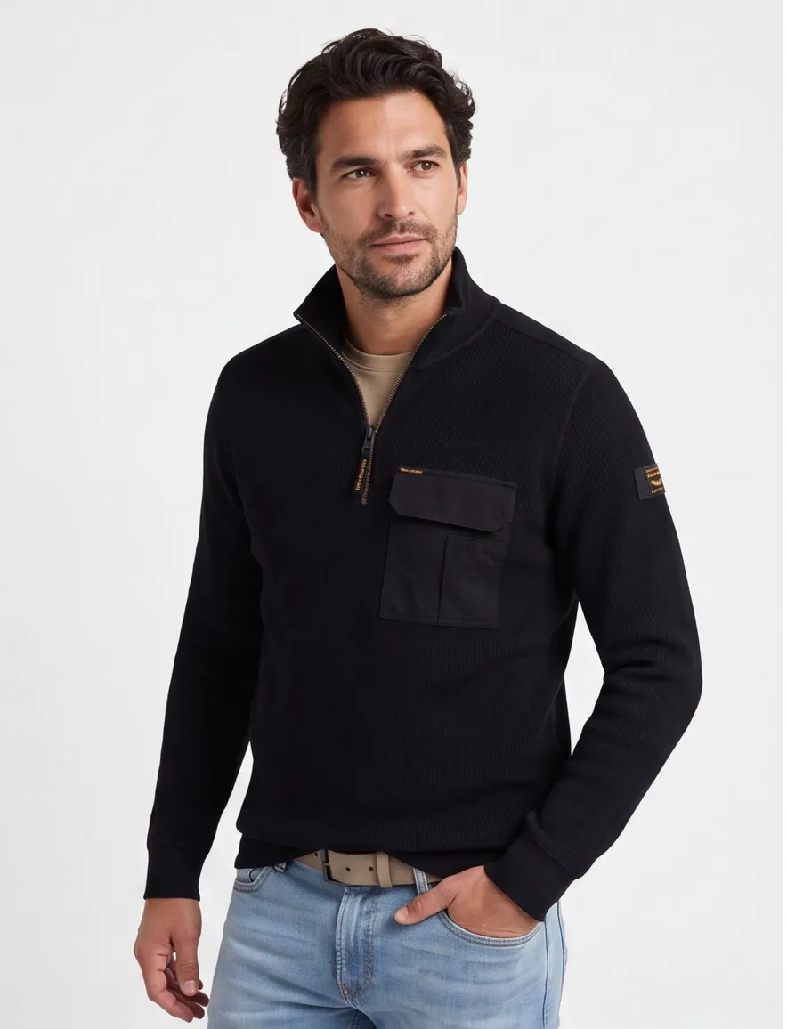PME Legend half zip vest zwart corduroy