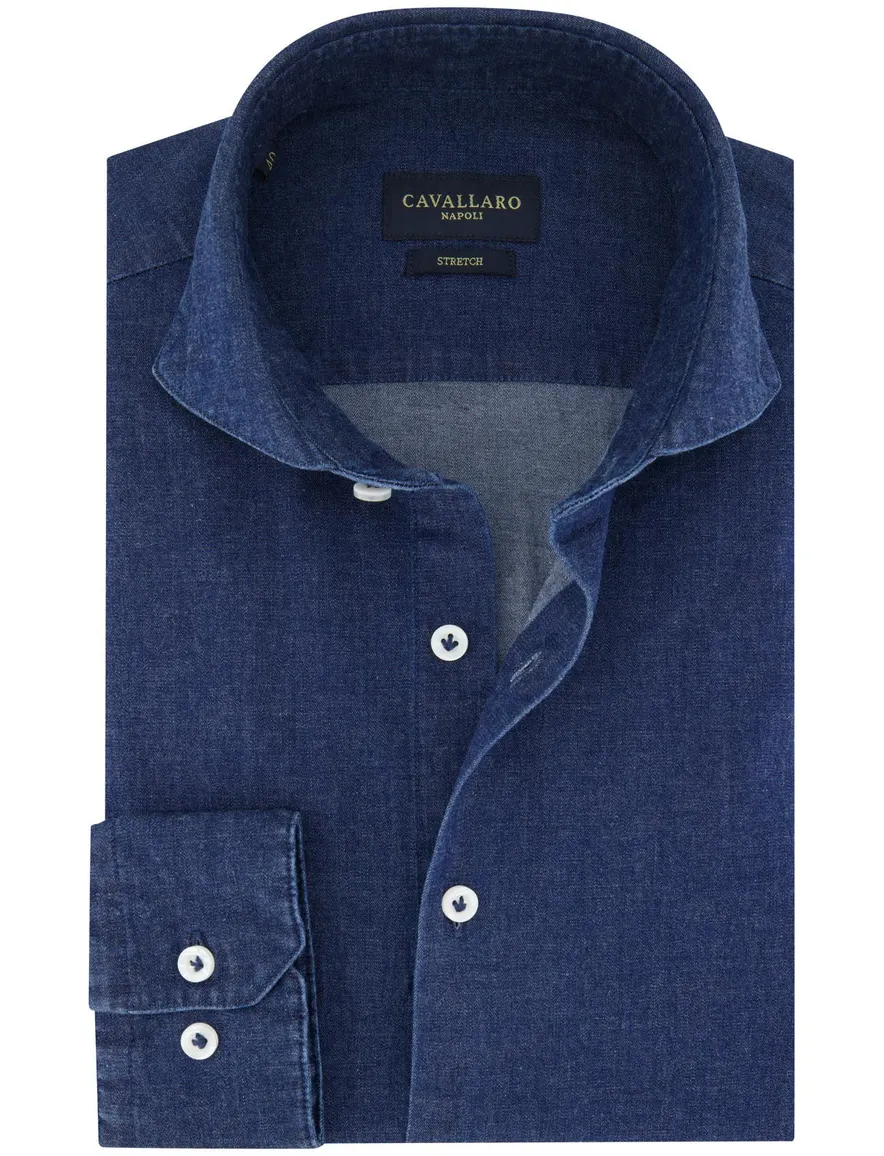 Cavallaro Denimo overhemd blauw