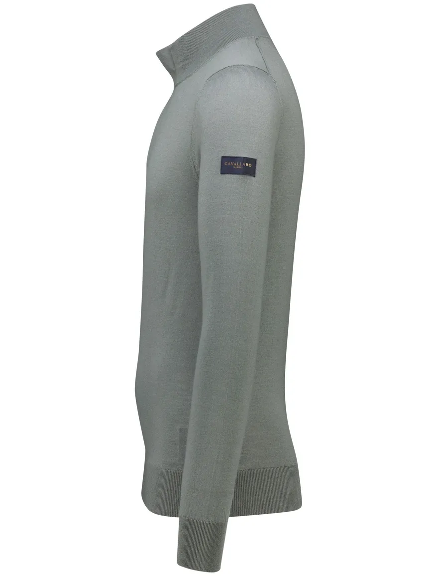 Groene Cavallaro Saronno half zip merinowol