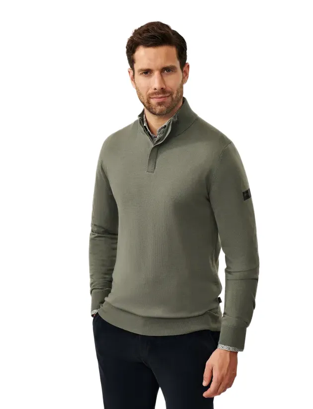Groene Cavallaro Saronno half zip merinowol