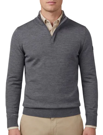 Cavallaro Cavallaro Saronno half zip pullover grijs merinowol