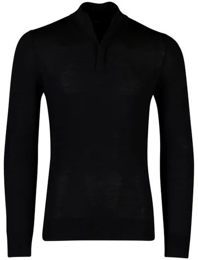 Cavallaro Cavallaro Saronno half zip pullover zwart merinowol