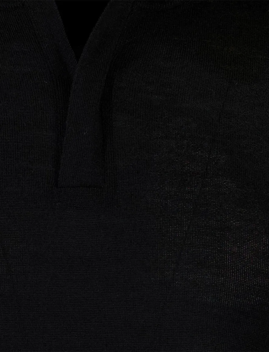 Cavallaro Saronno half zip pullover zwart merinowol