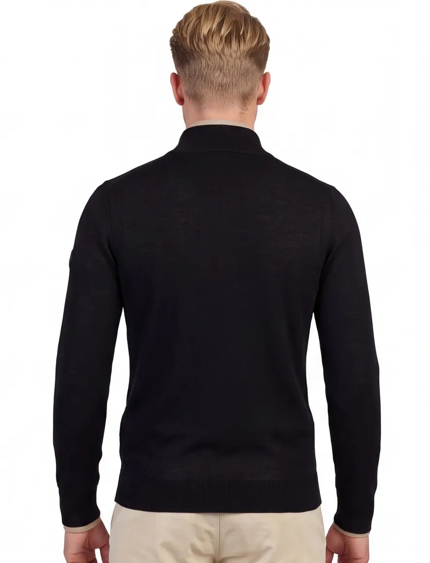Cavallaro Saronno half zip pullover zwart merinowol