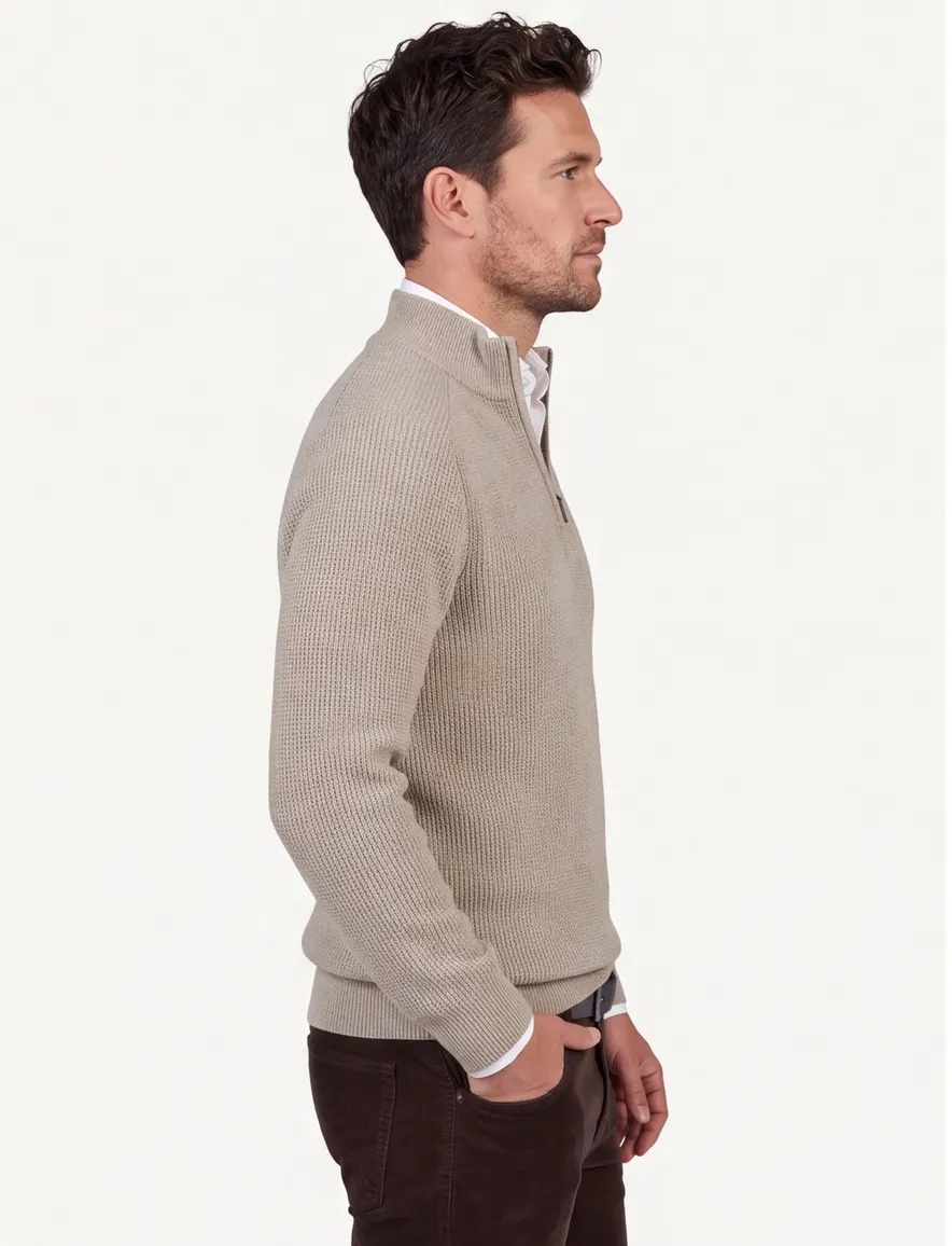 Cavallaro Sagio trui half zip beige