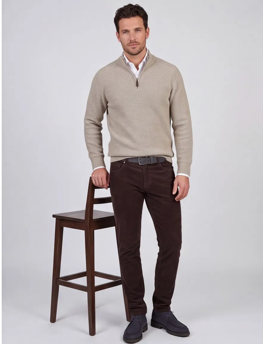 Cavallaro Sagio trui half zip beige