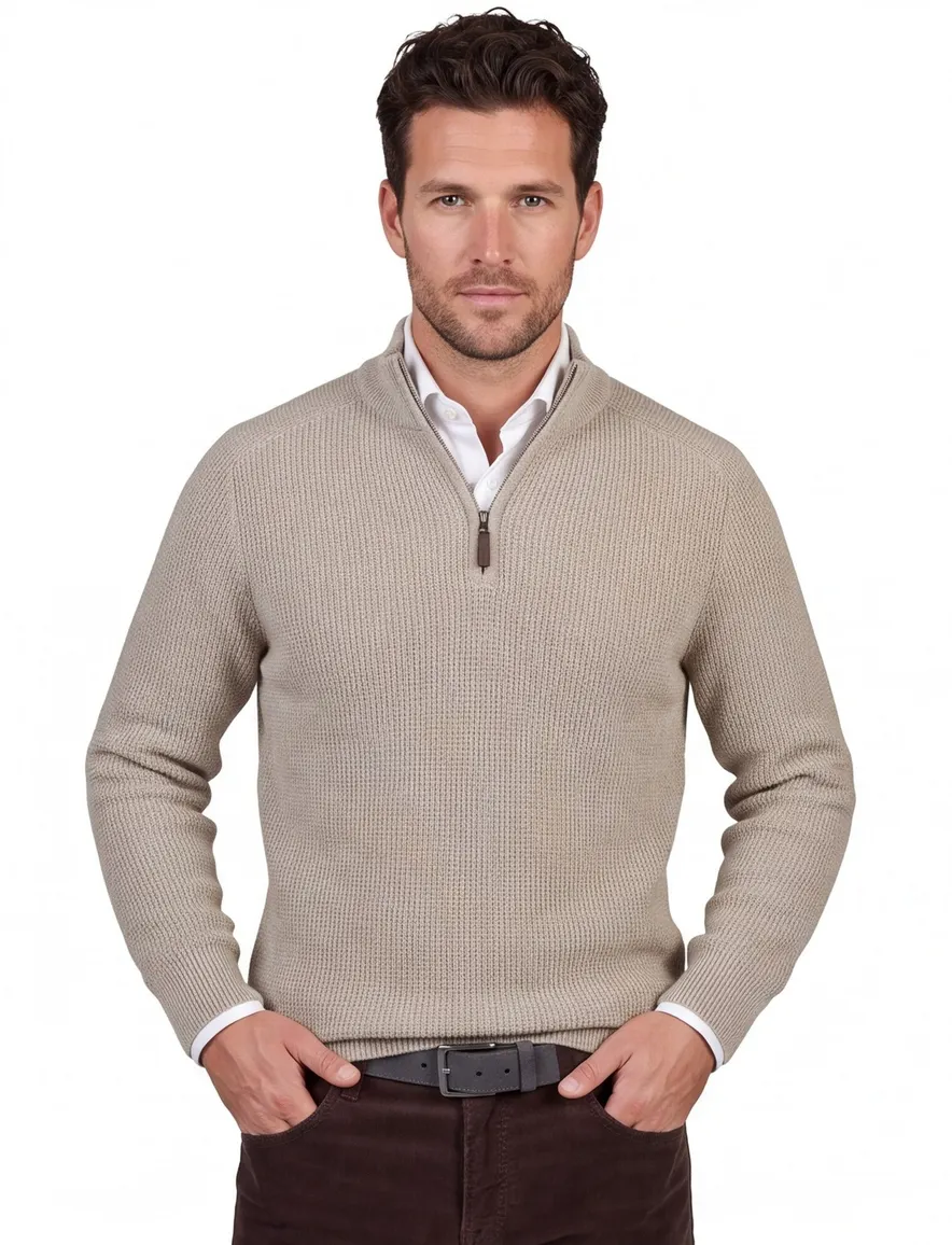 Cavallaro Sagio trui half zip beige