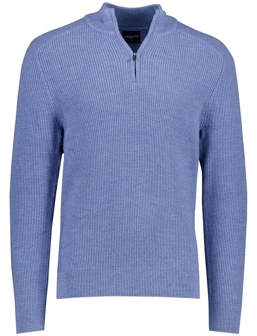 Cavallaro Sagio trui half zip blauw