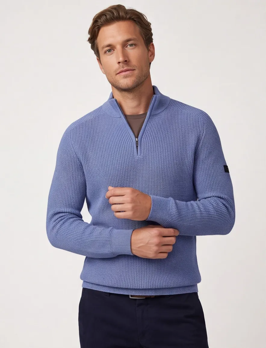 Cavallaro Sagio trui half zip blauw