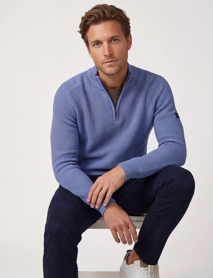 Cavallaro Sagio trui half zip blauw