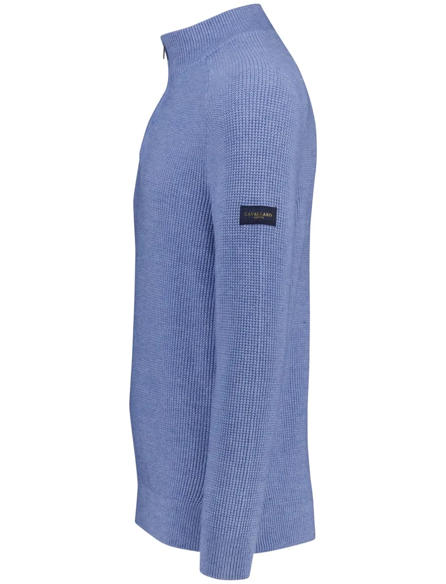 Cavallaro Sagio blauw half zip effen normale fit