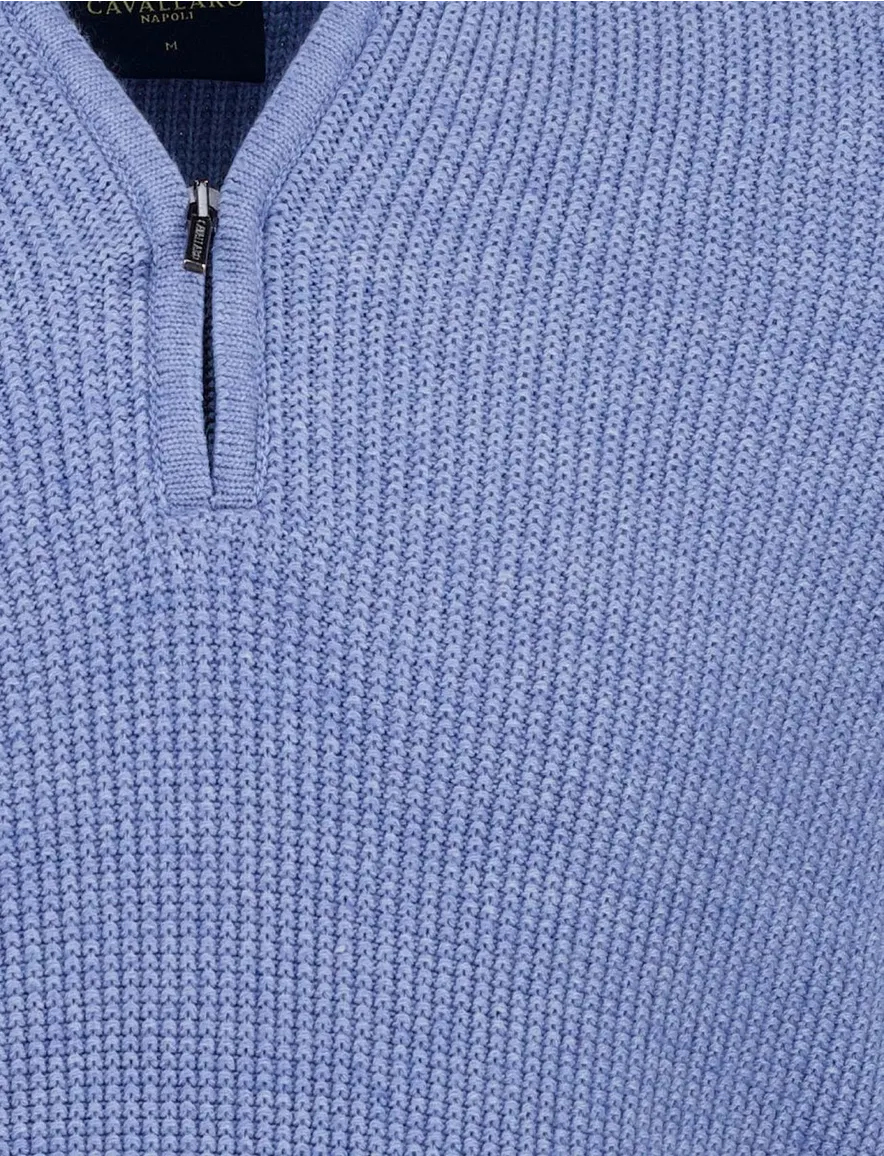 Cavallaro Sagio trui half zip blauw