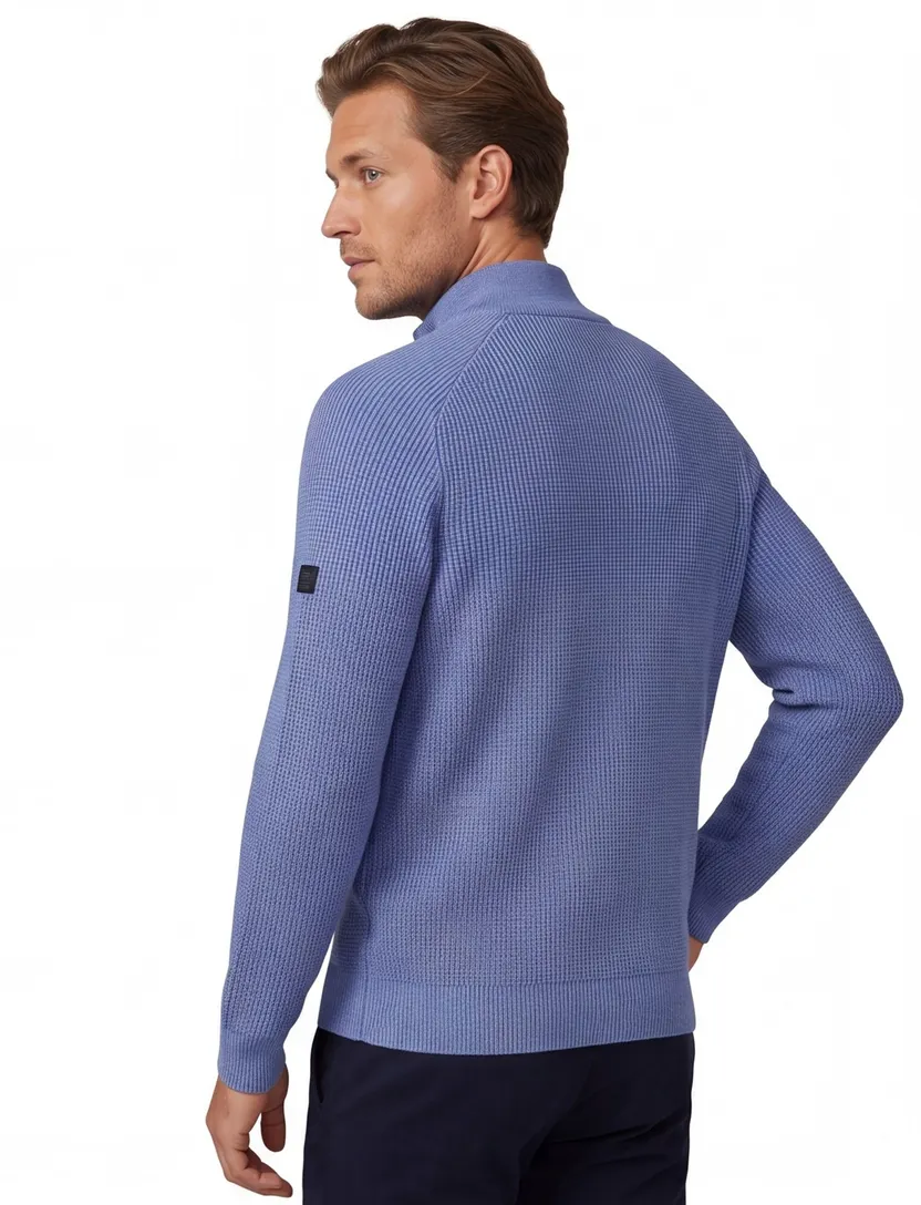 Cavallaro Sagio blauw normale fit half zip effen