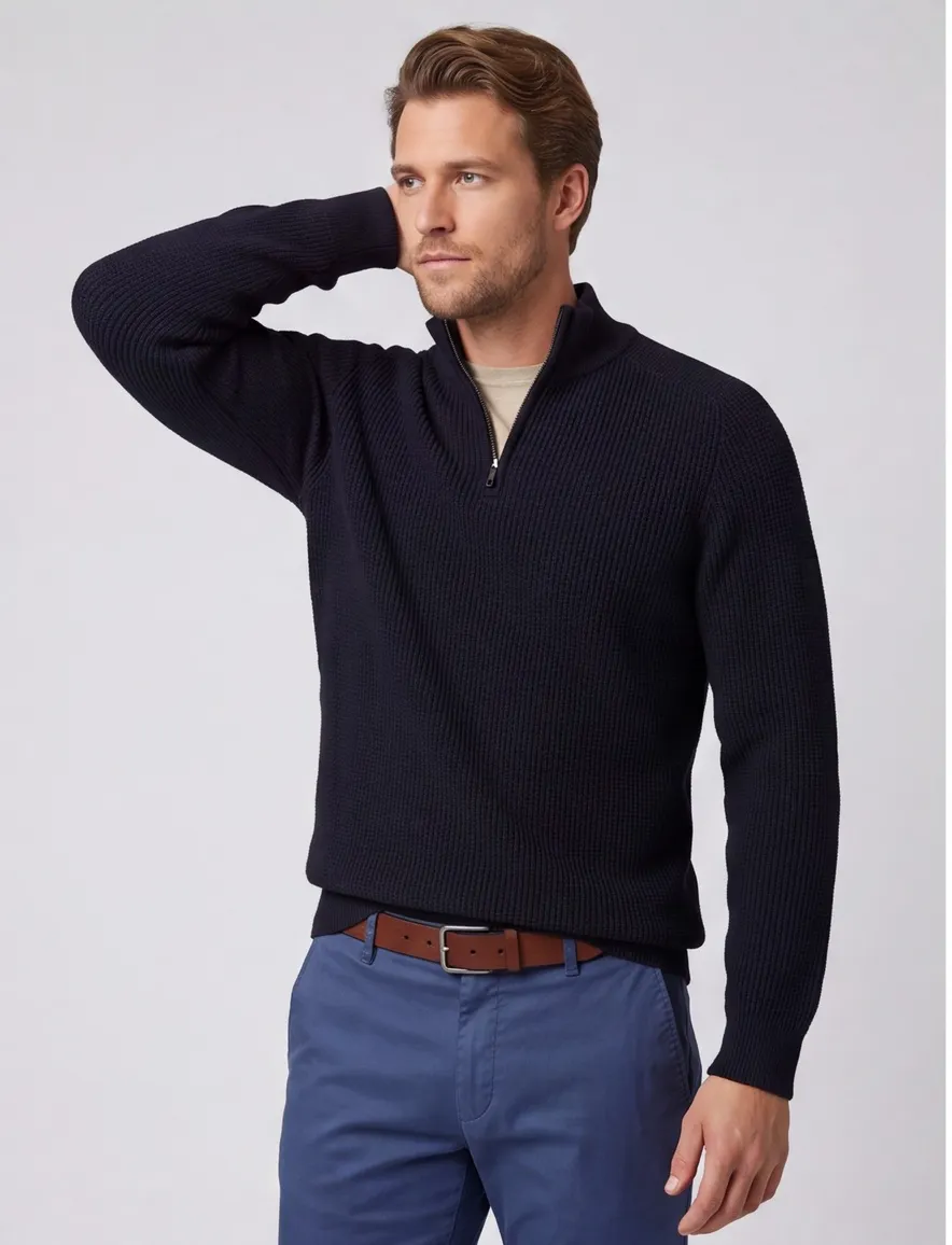 Cavallaro Sagio half zip donkerblauw normale fit