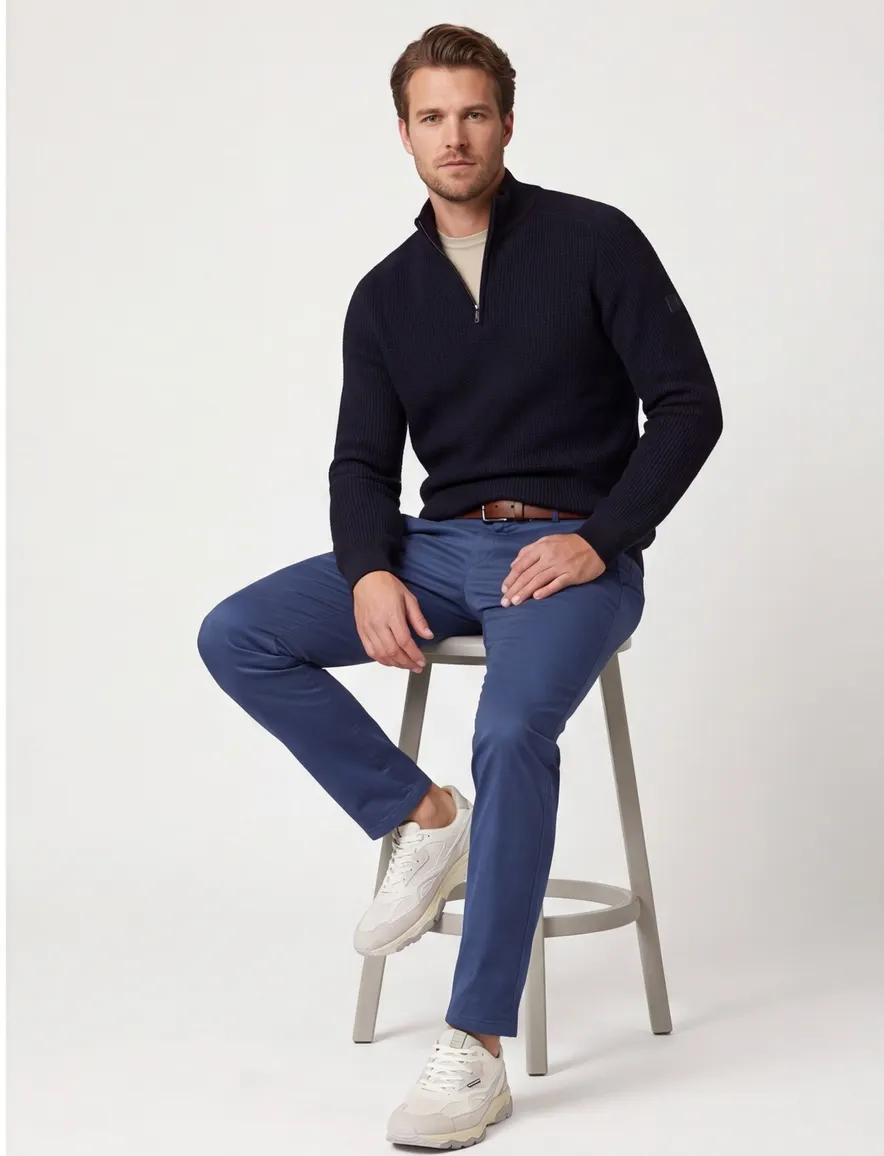 Cavallaro Sagio half zip donkerblauw normale fit