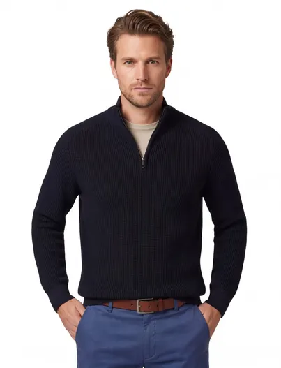 Cavallaro Cavallaro Sagio half zip donkerblauw normale fit