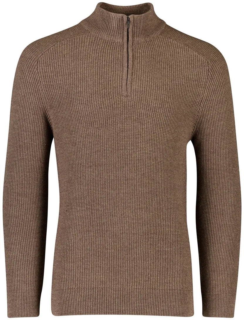 Trui Cavallaro Sagio gebreide half zip bruin
