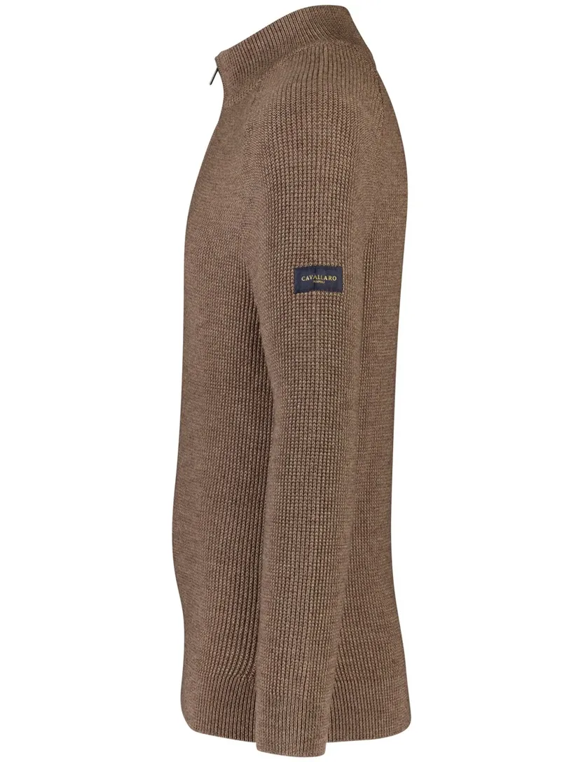 Trui Cavallaro Sagio gebreide half zip bruin