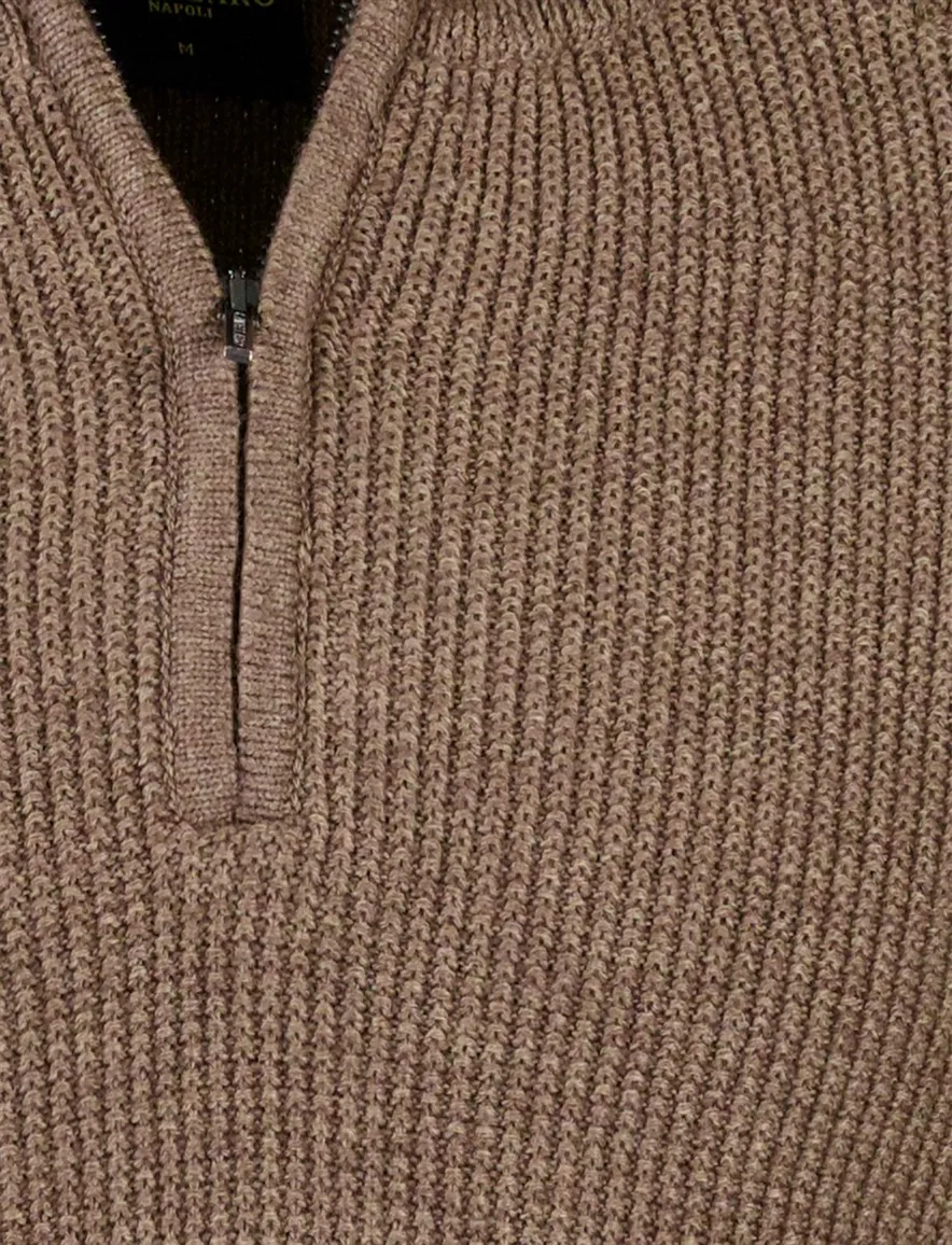Cavallaro sagio gebreide half zip trui bruin