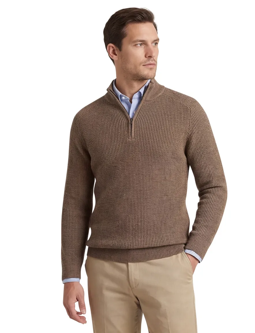 Cavallaro sagio gebreide half zip trui bruin