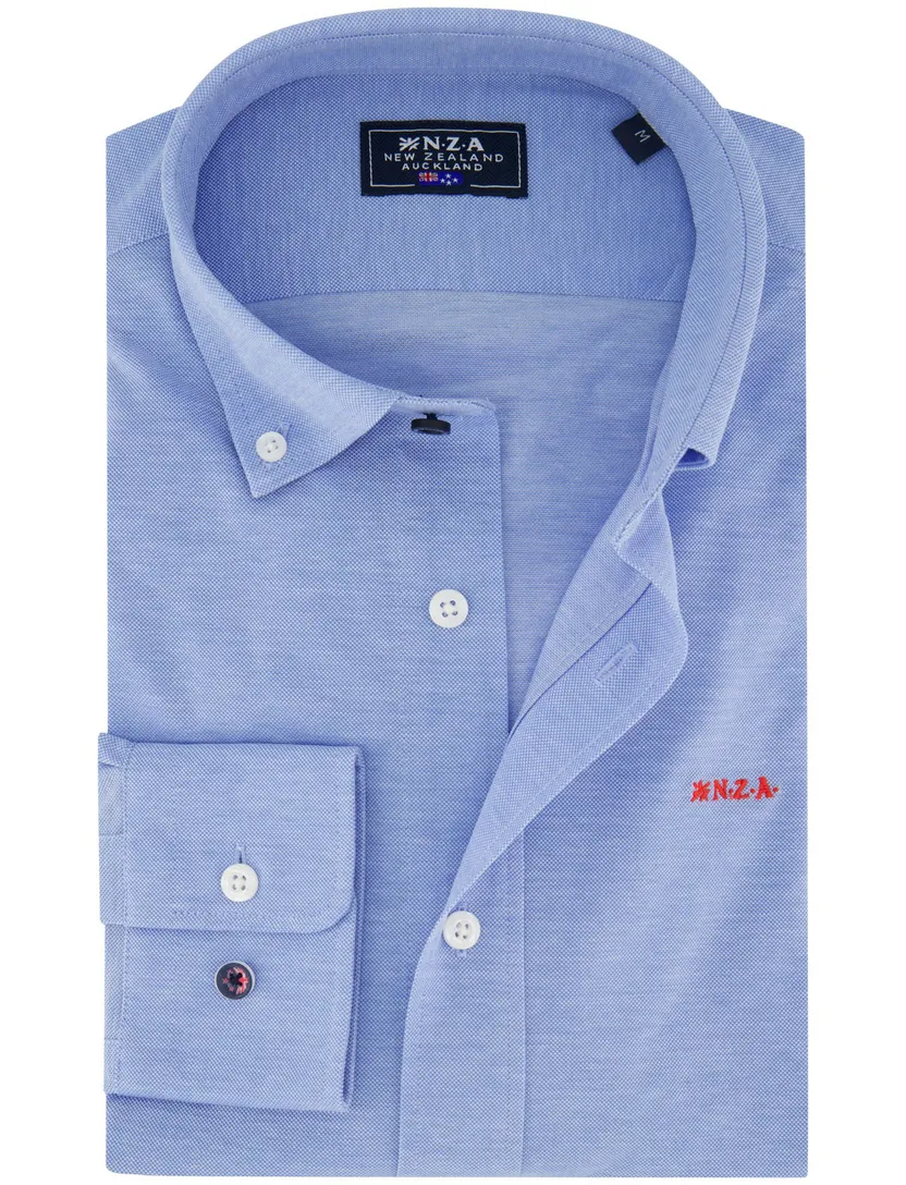 NZA overhemd lichtblauw Riley knitted button-down collar