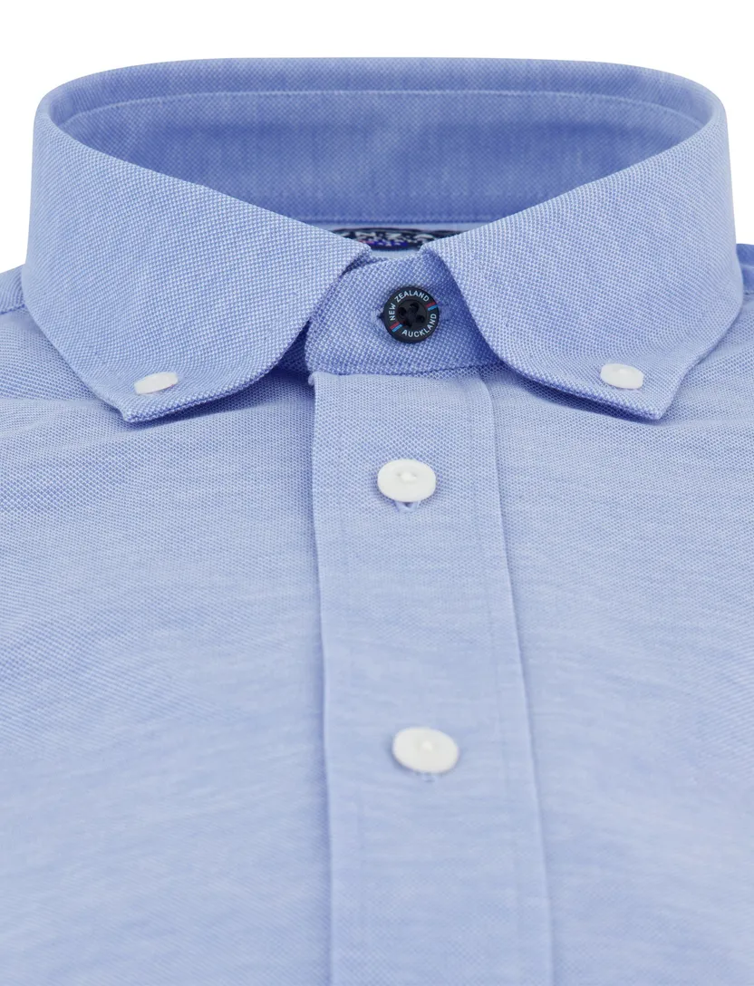 NZA overhemd lichtblauw Riley knitted button-down collar