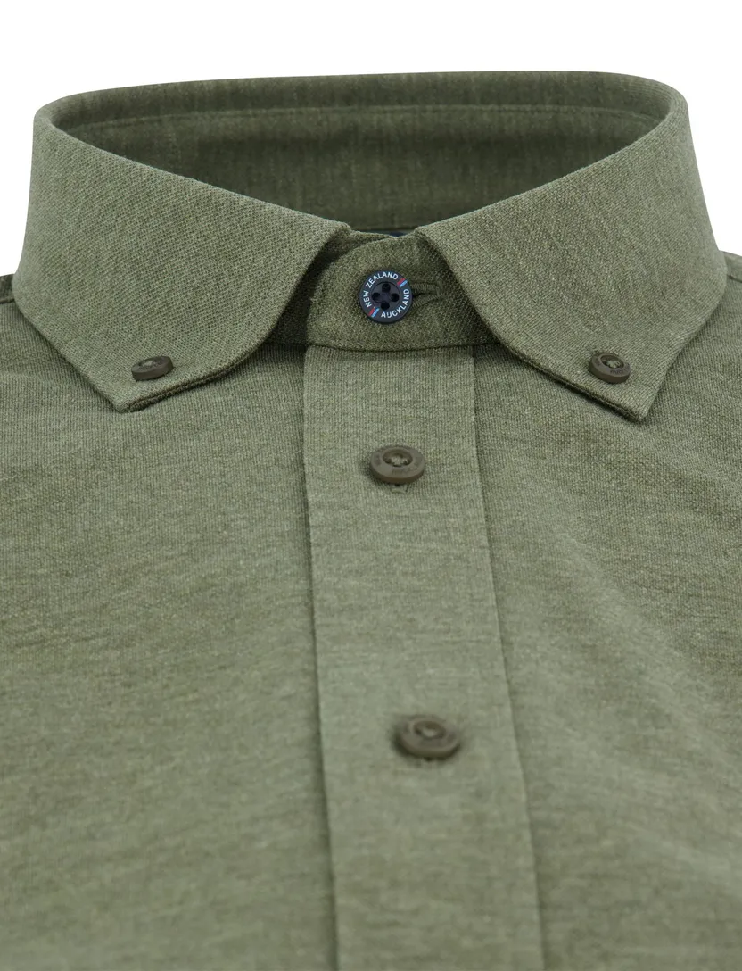NZA overhemd knitted groen Riley button-down collar