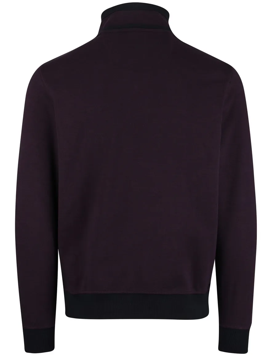 Casa Moda half zip trui premium 100% katoen aubergine