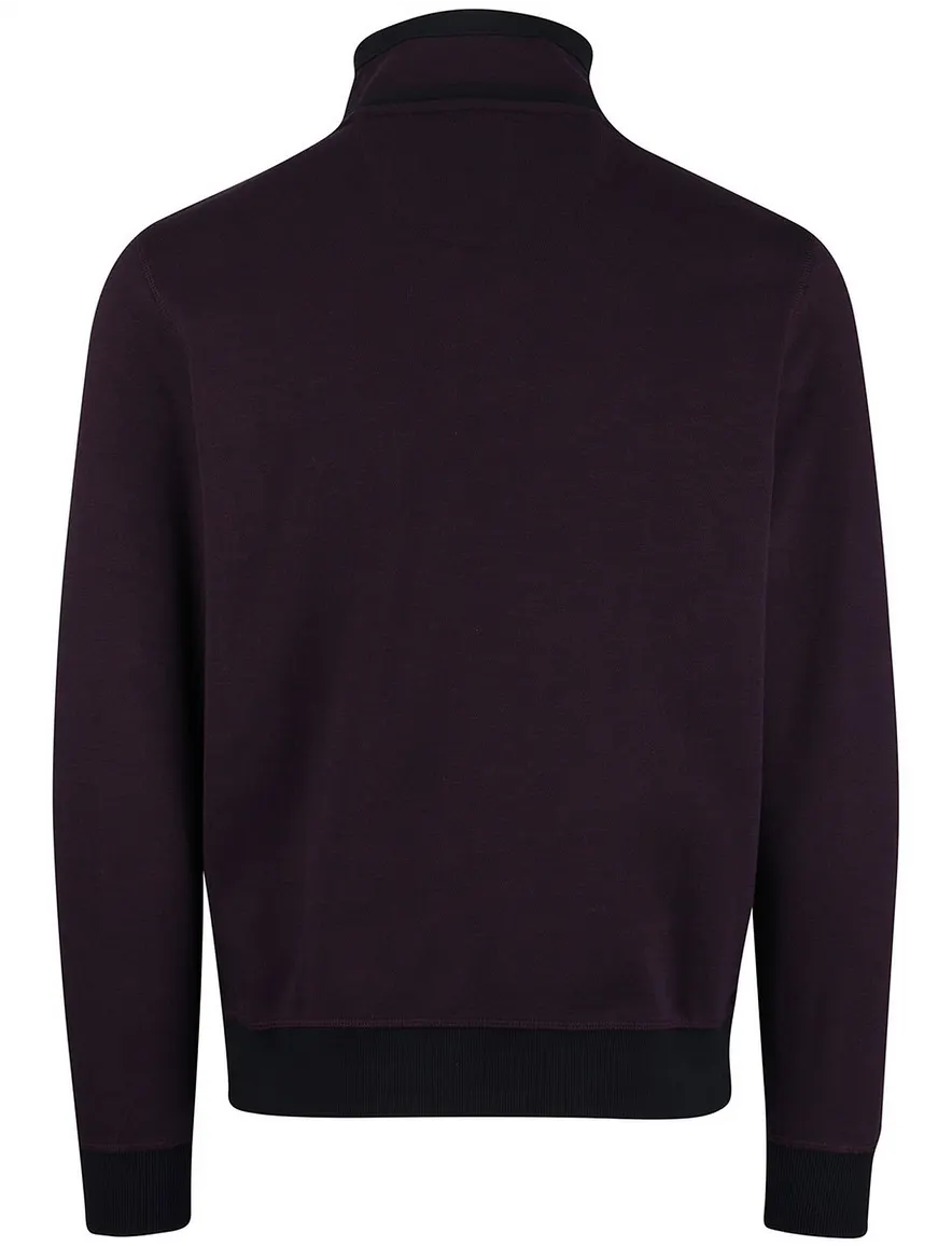 Casa Moda half zip trui premium 100% katoen aubergine