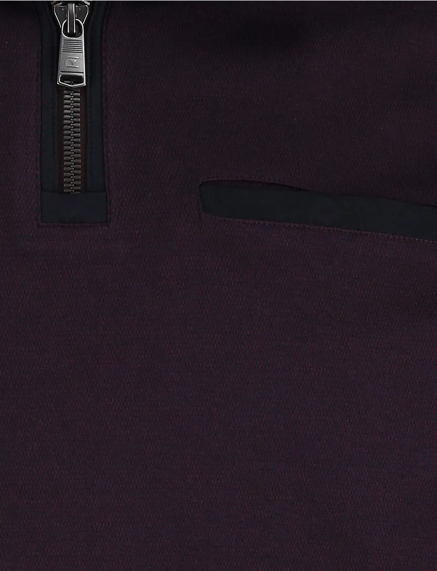 Casa Moda half zip trui premium 100% katoen aubergine