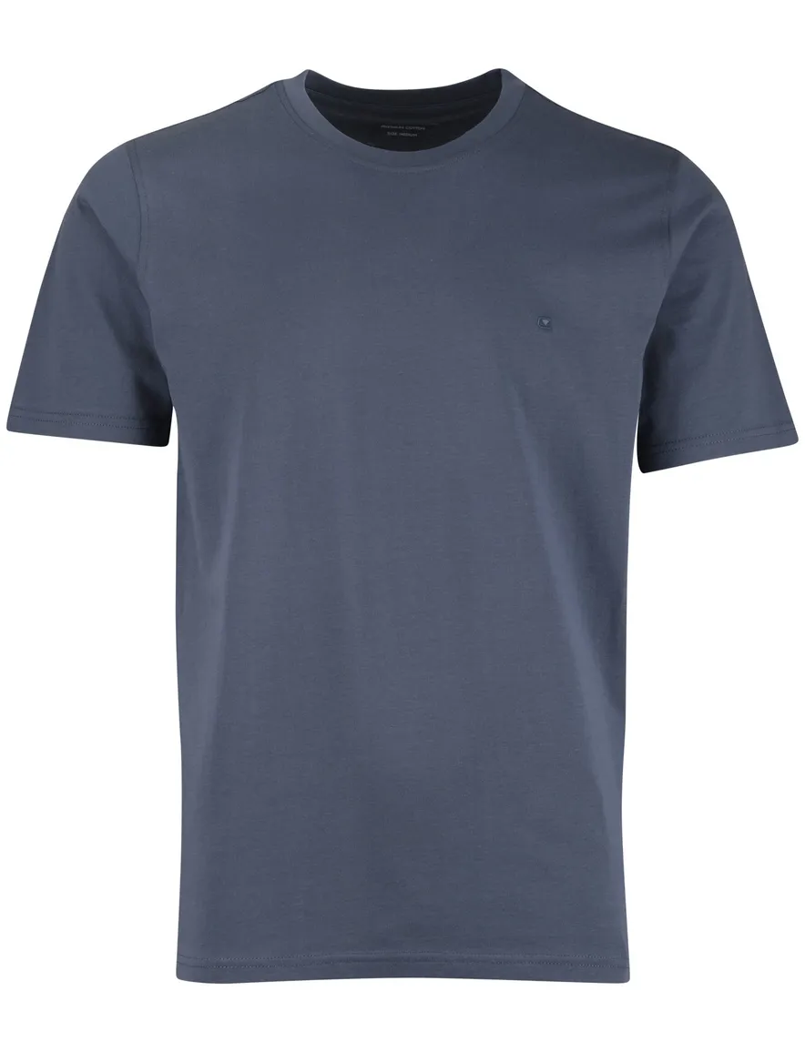 Casa Moda t-shirt effen blauw katoen normale fit