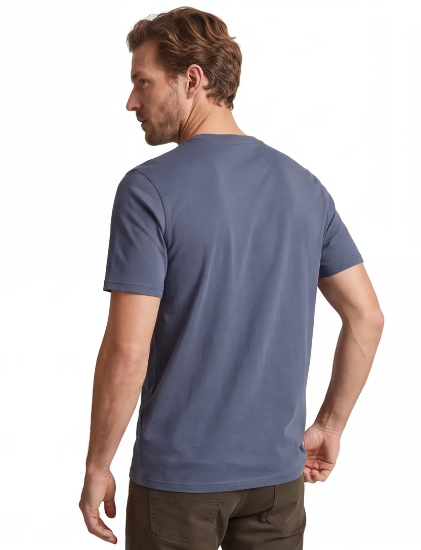 Casa Moda t-shirt blauw effen normale fit katoen