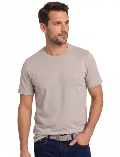 Casa Moda Casa Moda t-shirt effen beige katoen normale fit