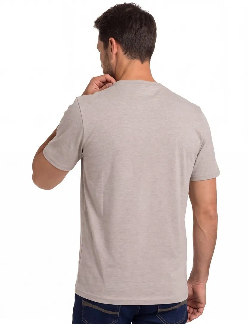 Casa Moda t-shirt effen beige katoen normale fit