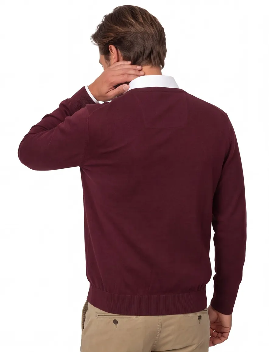 Casa Moda Pima cotton pullover bordeaux katoen
