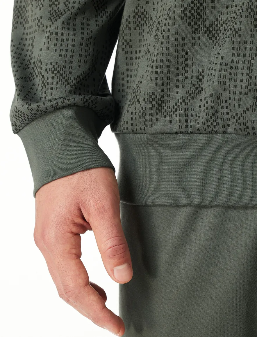 Schiesser Pyjama set groen geprint katoen