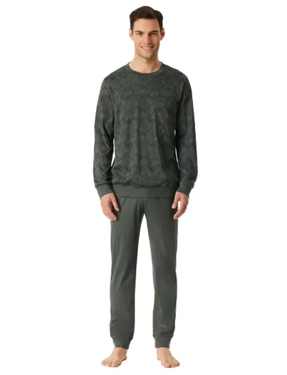 Schiesser Schiesser Pyjama set groen geprint katoen