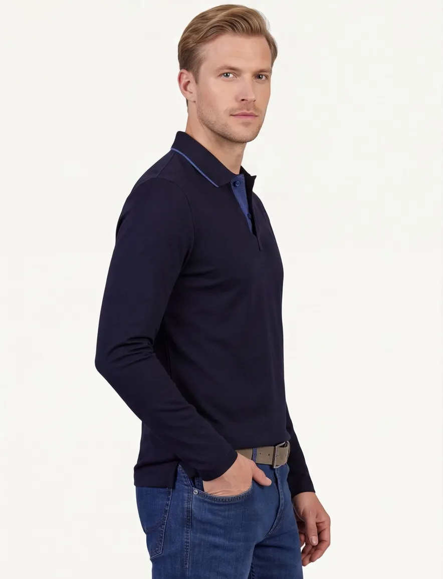 Donkerblauwe Paul & Shark aqua touch lange mouw polo
