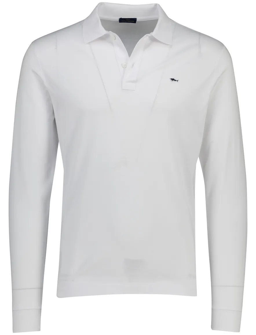 Paul & Shark witte lange mouw polo katoen