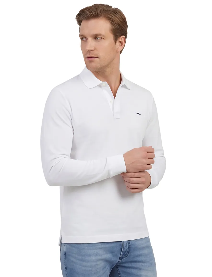 Paul & Shark witte lange mouw polo katoen
